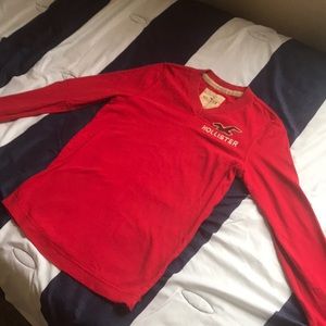 Red Hollister V-Neck Sweater